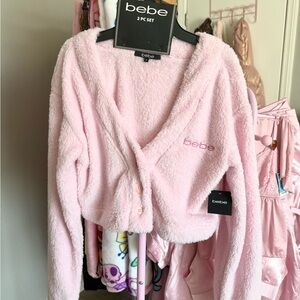 Bebe Soft Pink Fleece Cardigan Set